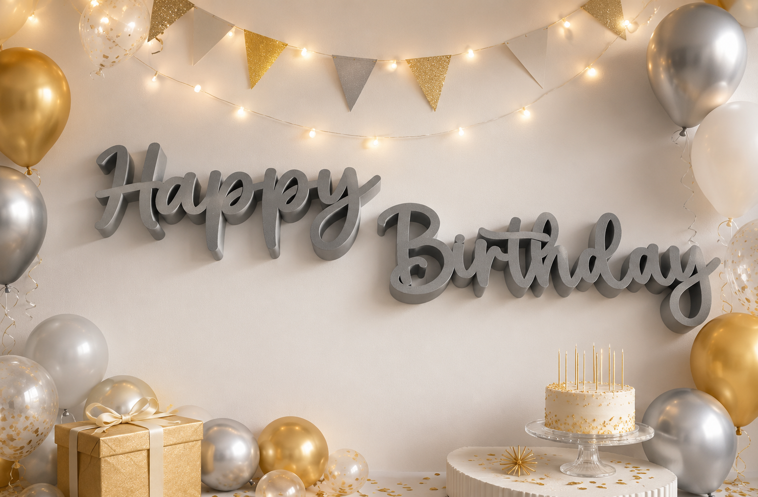 🎉 Stylová 3D dekorace Happy Birthday na stěnu vytvoří nezapomenutelnou atmosféru každé oslavy. Elegantní nápis v moderním designu perfektně doplní narozeninovou výzdobu, slavnostní stůl i fotokoutek. Luxusní kombinace balónků, světýlek a dekorací promění prostor v kouzelné místo pro oslavu dětí i dospělých.  ✨ Ideální jako originální dekorace na narozeniny, moderní výzdoba na oslavu, stylový doplněk pro party dekorace, domácí oslavu i profesionální eventy. 3D nápis krásně vynikne na stěně a skvěle se hodí k trendům jako balónková výzdoba, narozeninové balónky, elegantní birthday dekorace nebo luxusní party výzdoba.  📸 Perfektní pro vytvoření instagramového koutku, focení oslavenců a nezapomenutelných vzpomínek. Moderní design, kvalitní zpracování a jedinečný vzhled dodají každé oslavě prémiový styl.